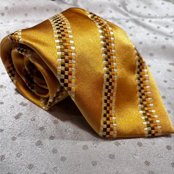 Canali Other - CANALI Gold and Brown Silk Tie